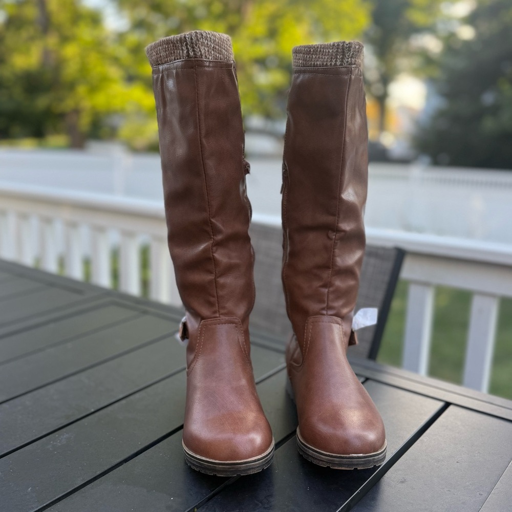 ❌Sold ❌ Brown Sweater Cuff Boots Knee High Womens Size 7 - Picture 4 of 11